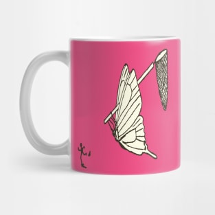 Cartoon Of A Butterfly Catching A Human Mug